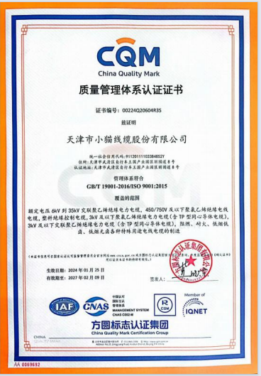 質量管理體系認證證書